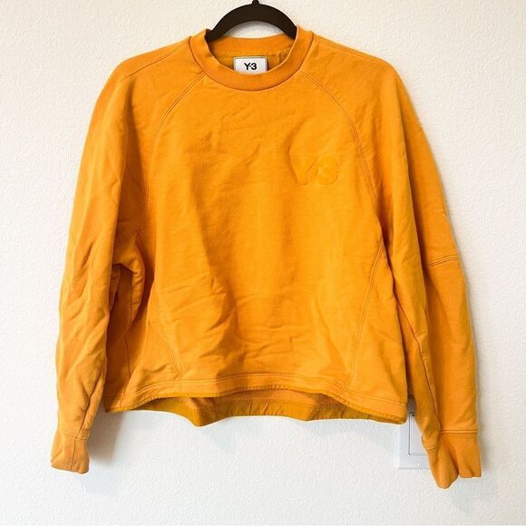 Y-3 Logo Crewneck Crop Sweatshirt in Yellowish Orange XS - Picture 6 of 10